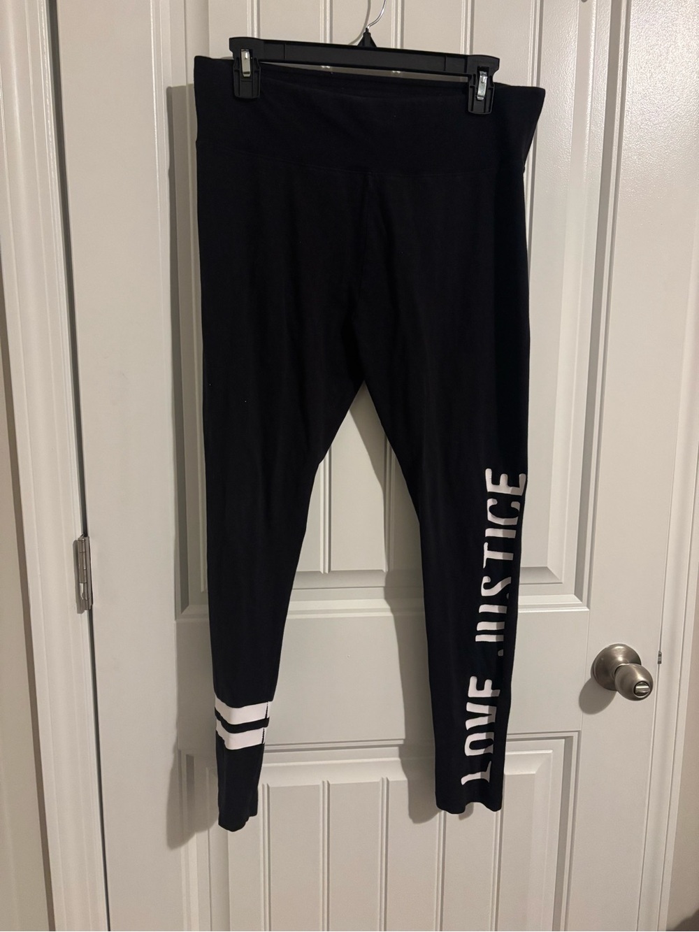 Justice Girls' Black Leggings with White Logo